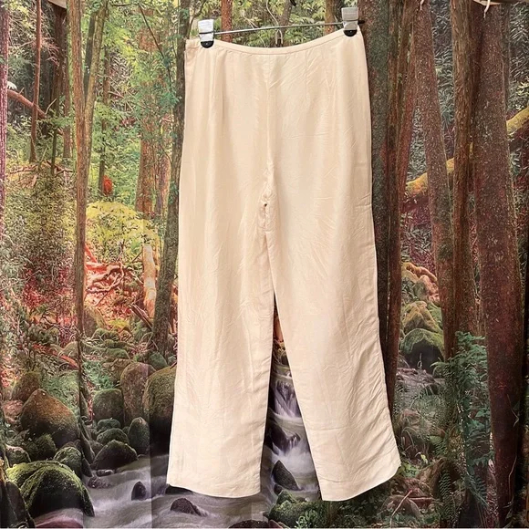 Vintage Silk Cream Teal Embroidered Butterfly Pants Yves Cossette Depeche Mode - Picture 4 of 12